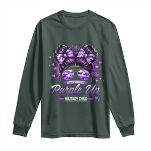 Purple Up Military Child Long Sleeve Shirt Camo Messy Bun Military Kid Month TS10 Dark Forest Green Print Your Wear