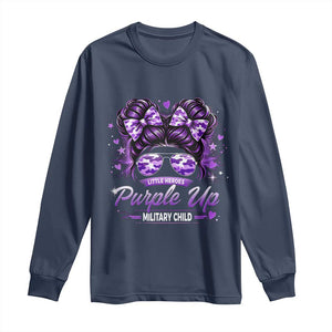 Purple Up Military Child Long Sleeve Shirt Camo Messy Bun Military Kid Month TS10 Navy Print Your Wear