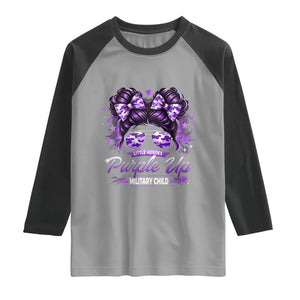 Purple Up Military Child Raglan Shirt Camo Messy Bun Military Kid Month TS10 Sport Gray Black Print Your Wear