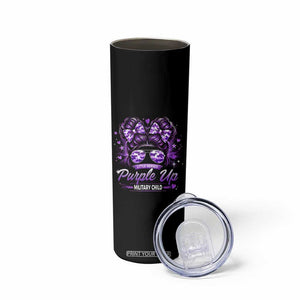 Purple Up Military Child Skinny Tumbler Camo Messy Bun Military Kid Month TS10 Print Your Wear