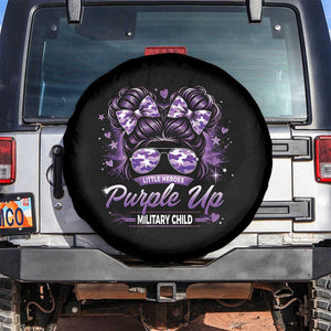 Purple Up Military Child Spare Tire Cover Camo Messy Bun Military Kid Month TS10 No hole Black Print Your Wear