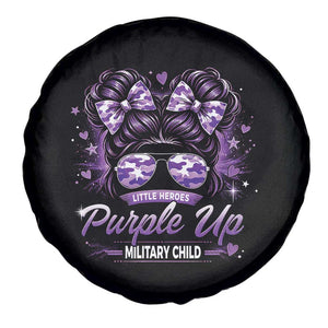 Purple Up Military Child Spare Tire Cover Camo Messy Bun Military Kid Month TS10 Print Your Wear