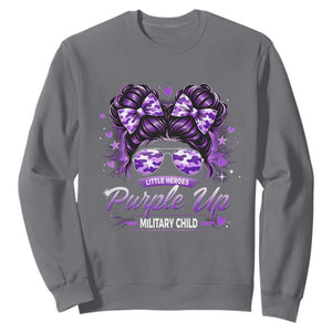 Purple Up Military Child Sweatshirt Camo Messy Bun Military Kid Month TS10 Charcoal Print Your Wear