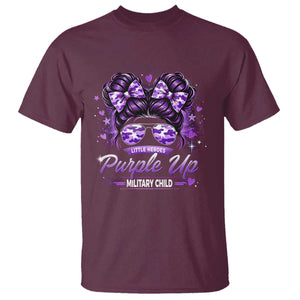 Purple Up Military Child T Shirt Camo Messy Bun Military Kid Month TS10 Maroon Print Your Wear