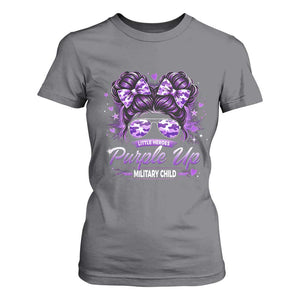 Purple Up Military Child T Shirt For Women Camo Messy Bun Military Kid Month TS10 Charcoal Print Your Wear