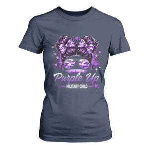 Purple Up Military Child T Shirt For Women Camo Messy Bun Military Kid Month TS10 Navy Print Your Wear