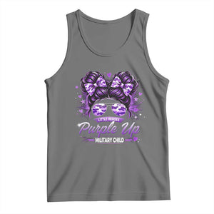 Purple Up Military Child Tank Top Camo Messy Bun Military Kid Month TS10 Black Heather Print Your Wear