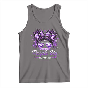 Purple Up Military Child Tank Top Camo Messy Bun Military Kid Month TS10 Deep Heather Print Your Wear