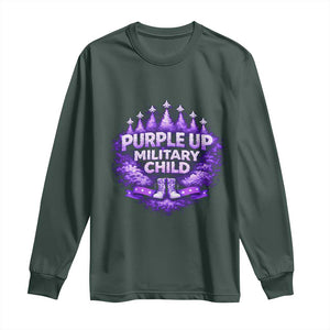 Purple Up Military Child Long Sleeve Shirt Proud Military Kid TS10 Dark Forest Green Print Your Wear