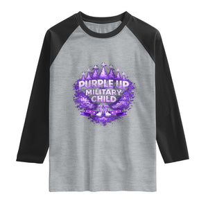Purple Up Military Child Raglan Shirt Proud Military Kid TS10 Heather Gray Black Print Your Wear