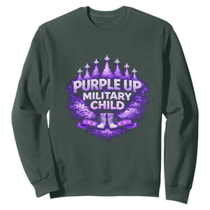 Purple Up Military Child Sweatshirt Proud Military Kid TS10 Dark Forest Green Print Your Wear