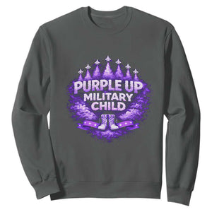 Purple Up Military Child Sweatshirt Proud Military Kid TS10 Dark Heather Print Your Wear