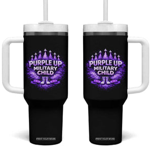 Purple Up Military Child Tumbler With Handle Proud Military Kid TS10 One Size: 40 oz Black Print Your Wear