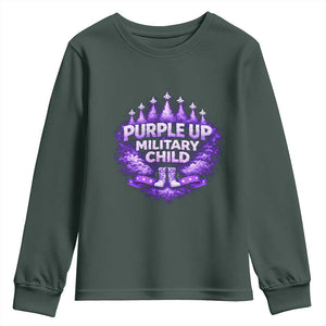 Purple Up Military Child Youth Sweatshirt Proud Military Kid TS10 Dark Forest Green Print Your Wear