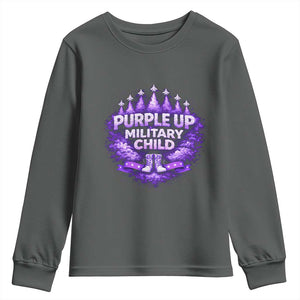 Purple Up Military Child Youth Sweatshirt Proud Military Kid TS10 Dark Heather Print Your Wear