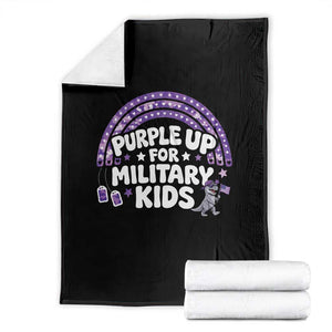 Purple Up For Military Kids Throw Blanket Cute Dino Dinosaur Proud Military Child Rainbow TS10 Black Print Your Wear