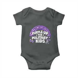 Purple Up For Military Kids Baby Onesie Cute Dino Dinosaur Proud Military Child Rainbow TS10 Dark Heather Print Your Wear