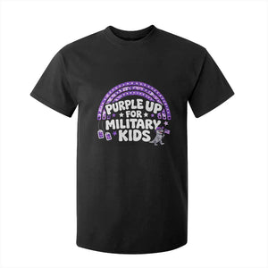 Purple Up For Military Kids T Shirt For Kid Cute Dino Dinosaur Proud Military Child Rainbow TS10 Black Print Your Wear