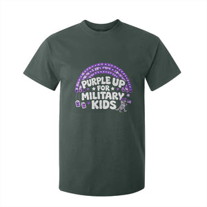 Purple Up For Military Kids T Shirt For Kid Cute Dino Dinosaur Proud Military Child Rainbow TS10 Dark Forest Green Print Your Wear