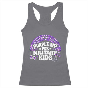 Purple Up For Military Kids Racerback Tank Top Cute Dino Dinosaur Proud Military Child Rainbow TS10 Charcoal Print Your Wear