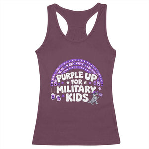 Purple Up For Military Kids Racerback Tank Top Cute Dino Dinosaur Proud Military Child Rainbow TS10 Maroon Print Your Wear