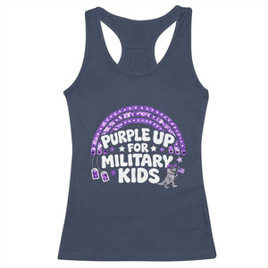Purple Up For Military Kids Racerback Tank Top Cute Dino Dinosaur Proud Military Child Rainbow TS10 Navy Print Your Wear