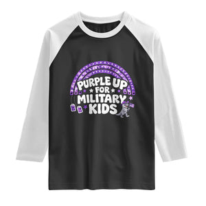 Purple Up For Military Kids Raglan Shirt Cute Dino Dinosaur Proud Military Child Rainbow TS10 Black White Print Your Wear
