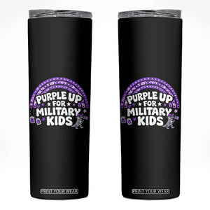 Purple Up For Military Kids Skinny Tumbler Cute Dino Dinosaur Proud Military Child Rainbow TS10 Black Print Your Wear