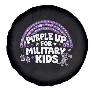 Purple Up For Military Kids Spare Tire Cover Cute Dino Dinosaur Proud Military Child Rainbow TS10 Print Your Wear