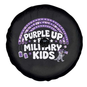 Purple Up For Military Kids Spare Tire Cover Cute Dino Dinosaur Proud Military Child Rainbow TS10 Print Your Wear