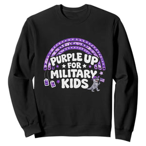 Purple Up For Military Kids Sweatshirt Cute Dino Dinosaur Proud Military Child Rainbow TS10 Black Print Your Wear