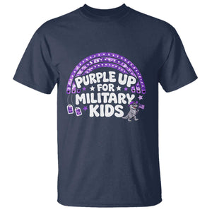 Purple Up For Military Kids T Shirt Cute Dino Dinosaur Proud Military Child Rainbow TS10 Navy Print Your Wear
