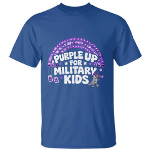 Purple Up For Military Kids T Shirt Cute Dino Dinosaur Proud Military Child Rainbow TS10 Royal Blue Print Your Wear