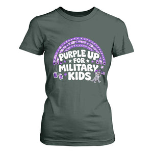 Purple Up For Military Kids T Shirt For Women Cute Dino Dinosaur Proud Military Child Rainbow TS10 Dark Forest Green Print Your Wear