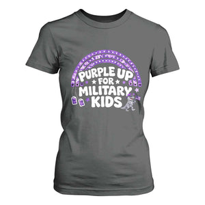 Purple Up For Military Kids T Shirt For Women Cute Dino Dinosaur Proud Military Child Rainbow TS10 Dark Heather Print Your Wear