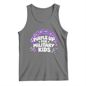 Purple Up For Military Kids Tank Top Cute Dino Dinosaur Proud Military Child Rainbow TS10 Black Heather Print Your Wear