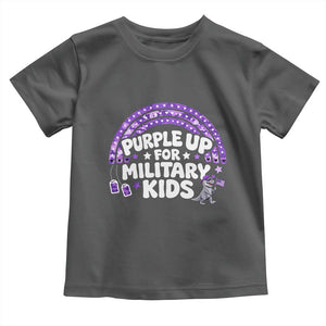 Purple Up For Military Kids Toddler T Shirt Cute Dino Dinosaur Proud Military Child Rainbow TS10 Dark Heather Print Your Wear