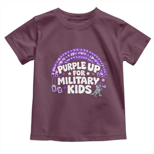 Purple Up For Military Kids Toddler T Shirt Cute Dino Dinosaur Proud Military Child Rainbow TS10 Maroon Print Your Wear