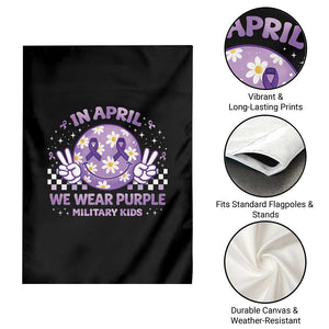 Proud Military Kids Garden Flag Groovy Smile Face In April We Wear Purple Military Child Month TS10 Print Your Wear