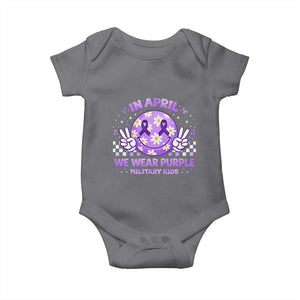 Proud Military Kids Baby Onesie Groovy Smile Face In April We Wear Purple Military Child Month TS10 Charcoal Print Your Wear