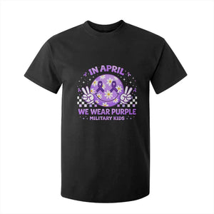 Proud Military Kids T Shirt For Kid Groovy Smile Face In April We Wear Purple Military Child Month TS10 Black Print Your Wear