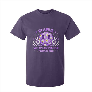 Proud Military Kids T Shirt For Kid Groovy Smile Face In April We Wear Purple Military Child Month TS10 Purple Print Your Wear