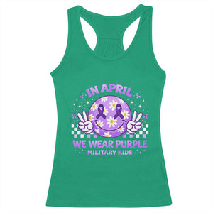 Proud Military Kids Racerback Tank Top Groovy Smile Face In April We Wear Purple Military Child Month TS10 Irish Green Print Your Wear