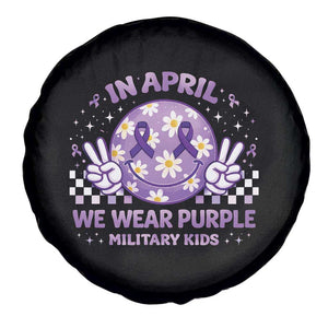 Proud Military Kids Spare Tire Cover Groovy Smile Face In April We Wear Purple Military Child Month TS10 Print Your Wear