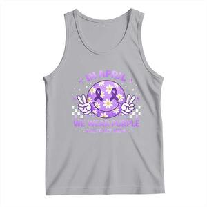 Proud Military Kids Tank Top Groovy Smile Face In April We Wear Purple Military Child Month TS10 Athletic Heather Print Your Wear