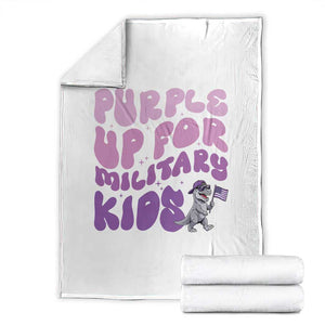 Purple Up For Military Kids Throw Blanket Groovy Dino Dinosaur Military Child Month TS10 White Print Your Wear
