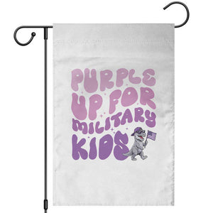 Purple Up For Military Kids Garden Flag Groovy Dino Dinosaur Military Child Month TS10 White Print Your Wear