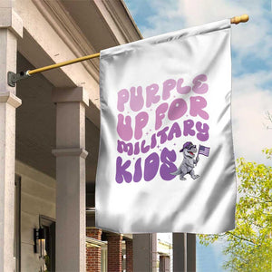Purple Up For Military Kids Garden Flag Groovy Dino Dinosaur Military Child Month TS10 Print Your Wear