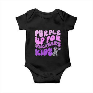 Purple Up For Military Kids Baby Onesie Groovy Dino Dinosaur Military Child Month TS10 Black Print Your Wear
