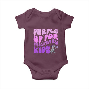 Purple Up For Military Kids Baby Onesie Groovy Dino Dinosaur Military Child Month TS10 Maroon Print Your Wear